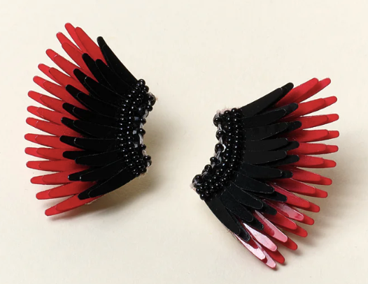 Mignonne Mini Madeline Earrings - BLACK/CRIMSON