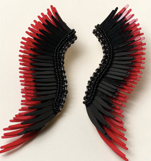Mignonne Madeline Earrings - BLACK/CRIMSON