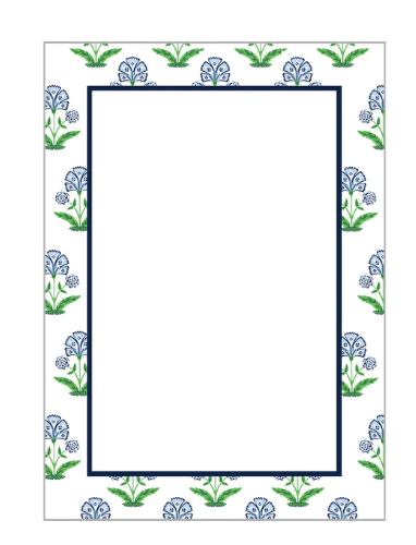 5x7 Floral Block Print Notepad
