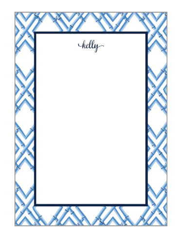 5x7 Bamboo Trellis china Blue Notepad