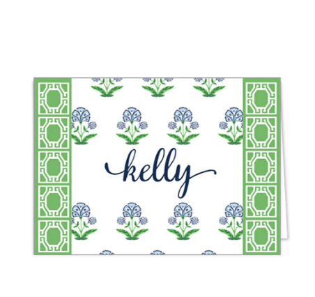 Floral Block Print Folded Notecards