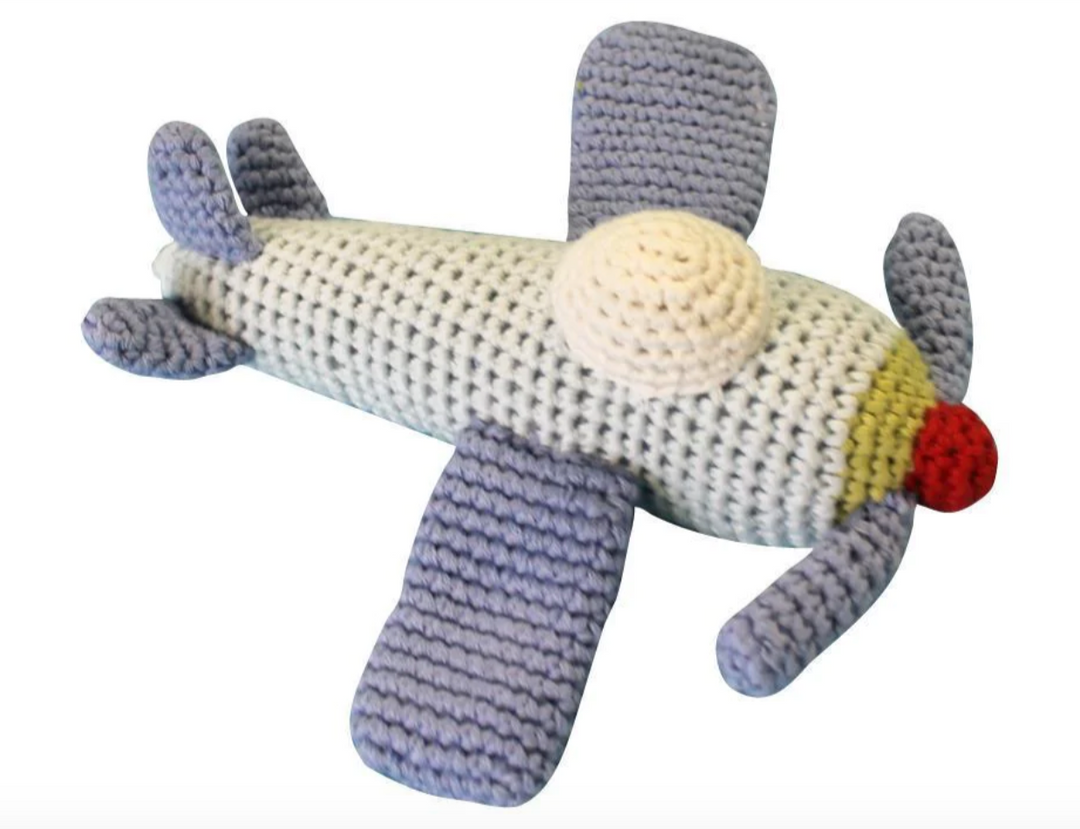 Zubels Airplane Crochet Rattle 6"