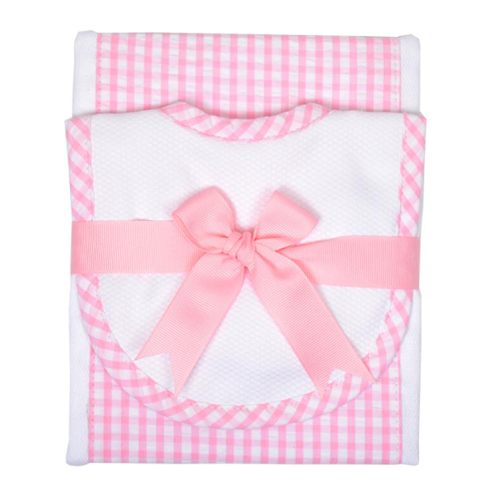 3 Marthas - Pink Elephant Drooler Bib & Burp Set