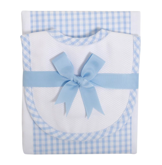 3 Marthas - Blue Elephant Drooler Bib & Burp Set