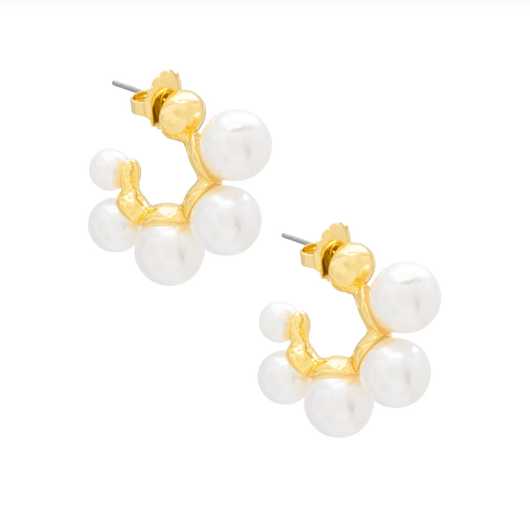 Multi Pearl Hoop Earring