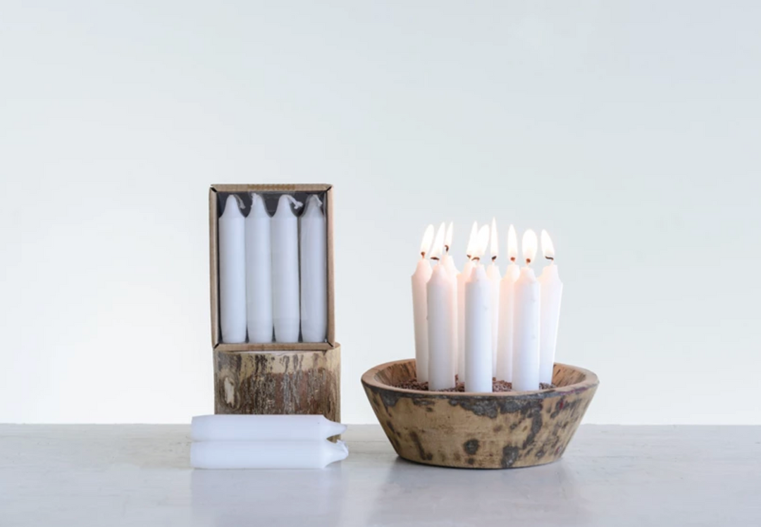 Unscented Short Taper Candles in Box, Set of 12