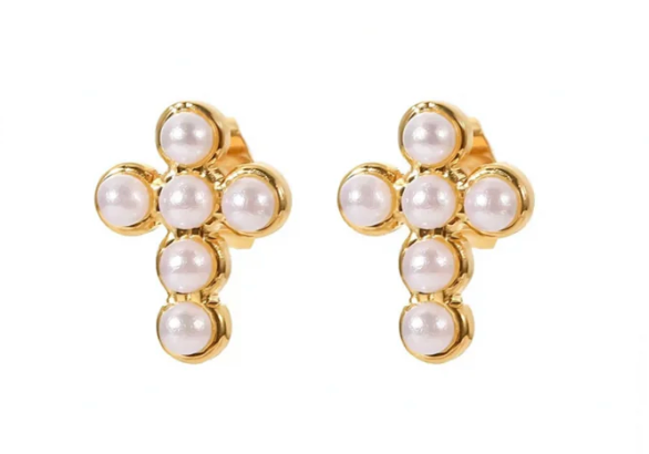 Pearl Cross Studs