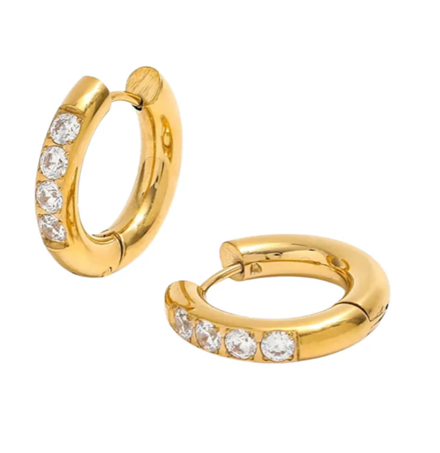Pave Clear Drop Hoop Earrings