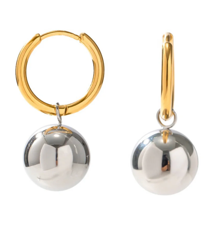 Mixed Metal Huggie Hoops