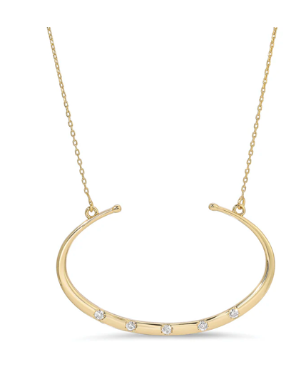 Wide Crescent with 5 Cubic Zirconia Accents