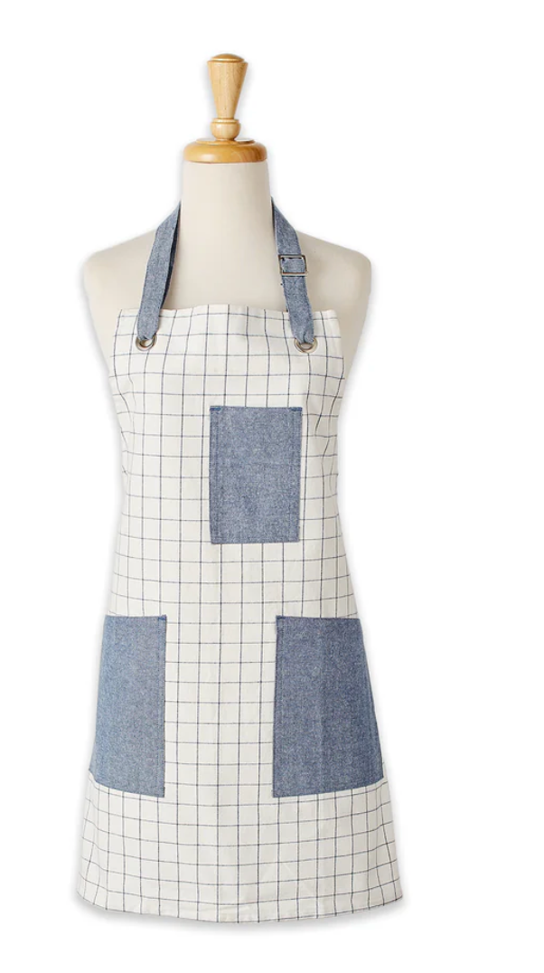 Navy Windowpane Plaid Pantry Apron