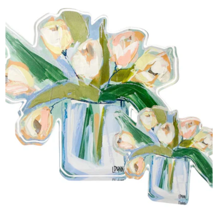 White Tulips Acrylic Bloom Bitty Block