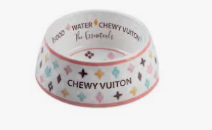 White Chewy Vuiton Bowl- Medium