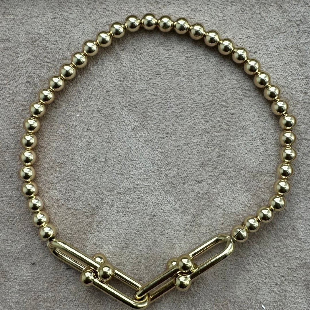 4X CHUNKY" PAPERCLIP CHARM ON 4MM BRACELET