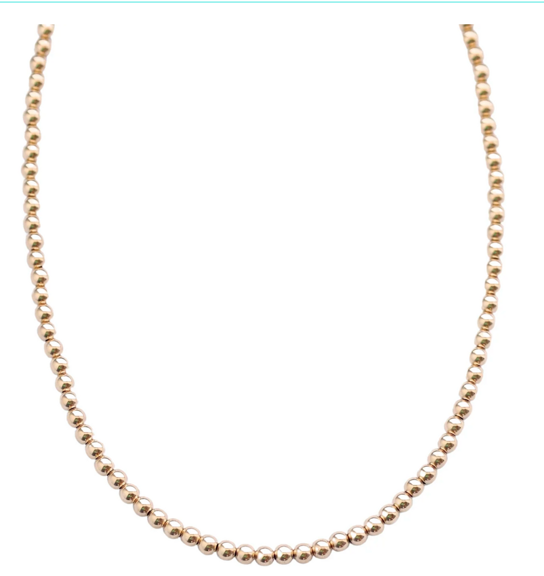 3MM 14K GOLD-FILLED BALL BEADED CHOKER/NECKLACE