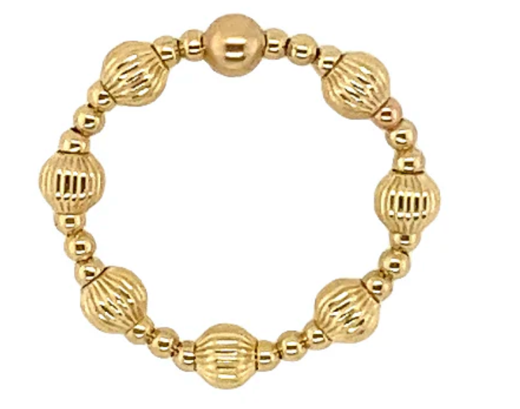 "KENNA" 14K GOLD-FILLED BALL & PEARL STRETCHY BEADED RING