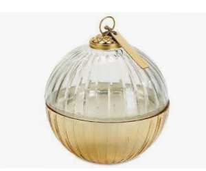 ETCHED GLASS ORNAMENT BALL SCENTED CANDLE-CLR