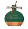 8X9.75" GREEN ACACIA BEVEL BOARD MEDIUM W/ GOLD SPREADER & RIBBON - MERRY CHRISTMAS