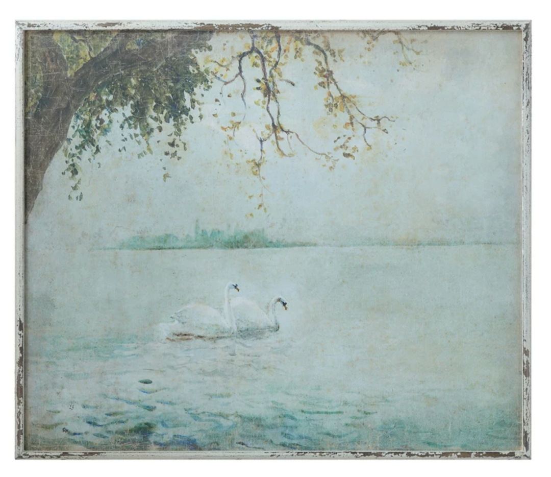 Wood Framed Wall Decor with Swans