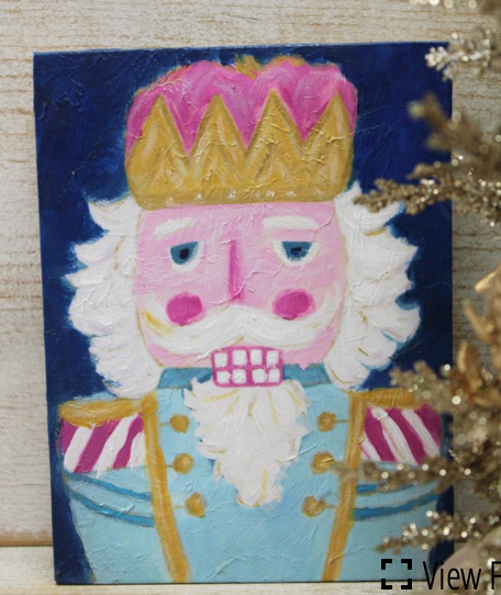 6x1.5x8" Handpainted Canvas Art, Nutcracker Brights ©Tawnya Norton