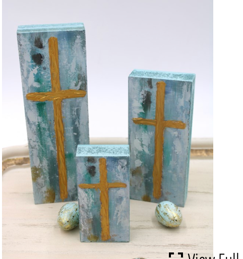 Handpainted Wood Cross Blocks, Blues, 2.5x8" 2.5x6" 2x4"