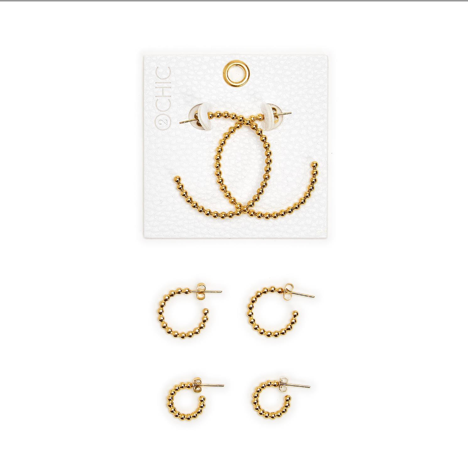 2Chic Gold Plated Hoop Earrings A/3