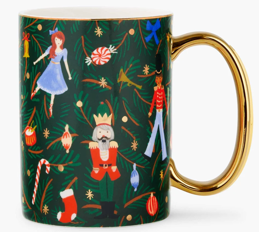 Holiday Evergreen Nutcracker Porcelain Mug