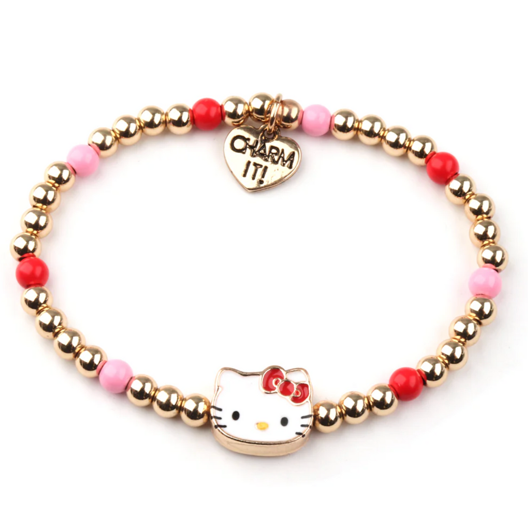 Gold Hello Kitty Stretch Bead Bracelet