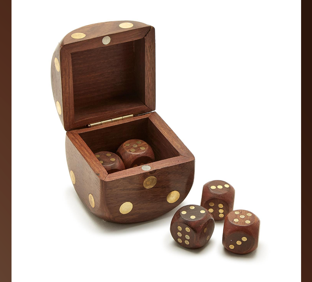 Wood Crafted Dice Box with 6 Dice