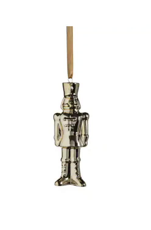CERAMIC NUTCRACKER ORNAMENT, 9.75"- GOLD