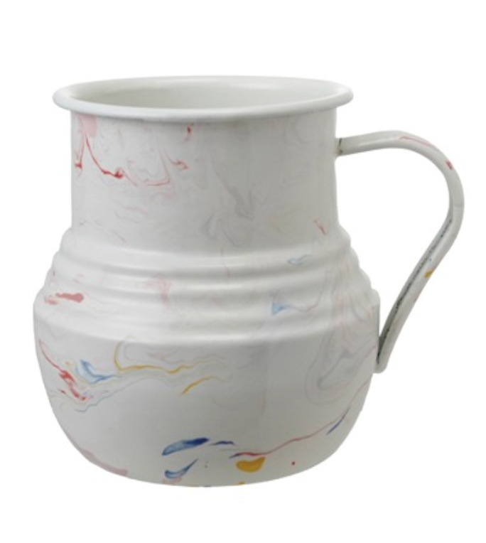6-1/4"Rd x 6-1/2"H Enameled Pitcher with Marble Finish