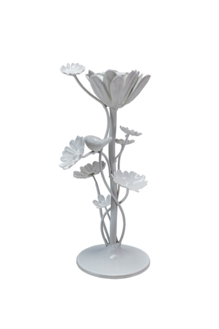 4-3/4"L x 10"H Metal Flower Taper Holder