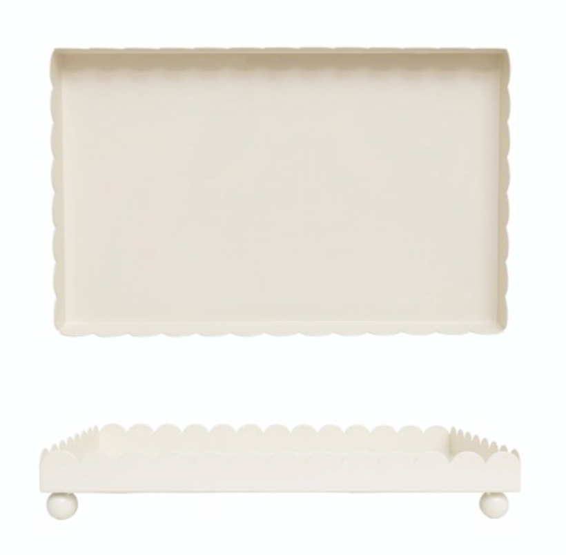 15-3/4"L x 10"W x 2-1/4"H Iron Footed Tray