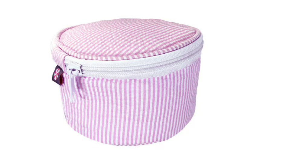 6“ Pink Seersucker Button Bag