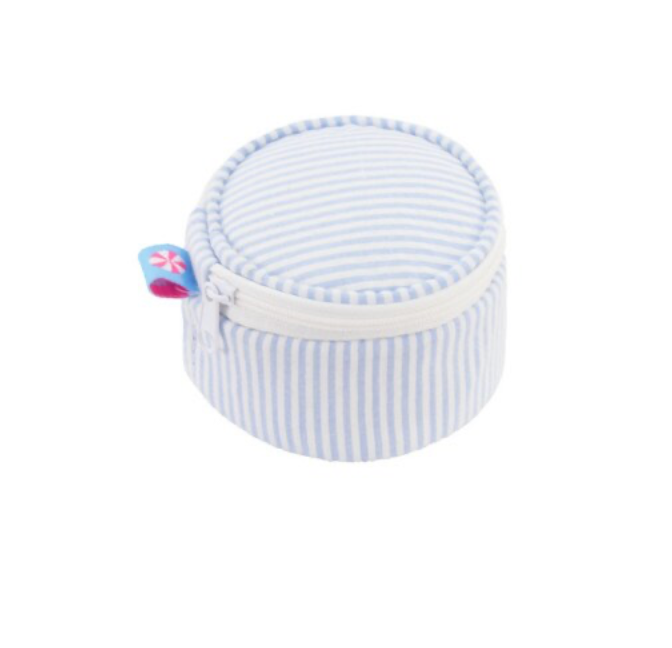 3" Baby Blue Seersucker Mini Button
