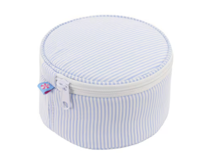 6" Baby Blue Seersucker Button Bag