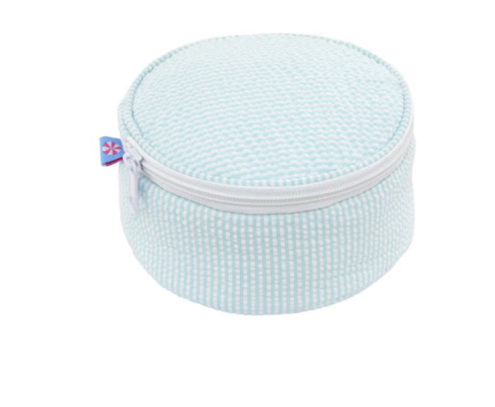 6" Mint Seersucker Button Bag
