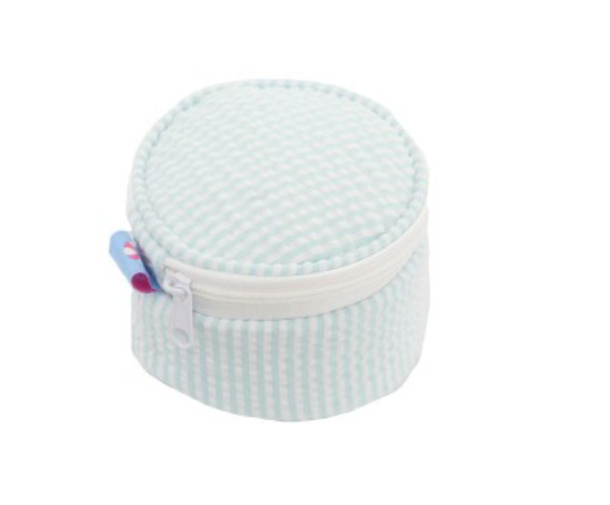 3" Mint Seersucker Mini Button