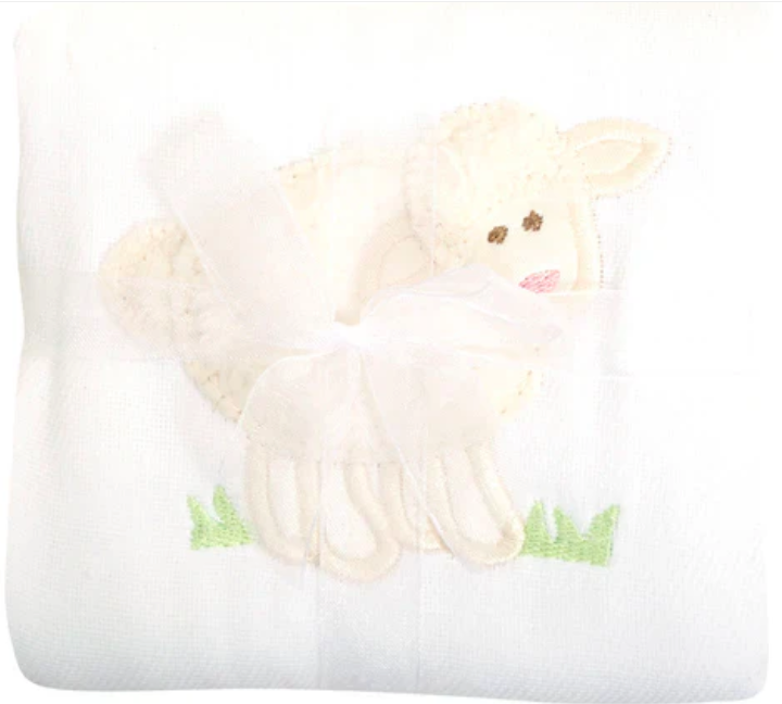 3 Martha's - Burp Cloth White Little Lamb