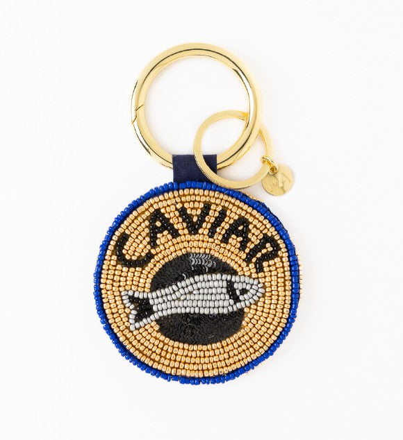 Kelsey caviar seed bead bag accessory key ring gol
