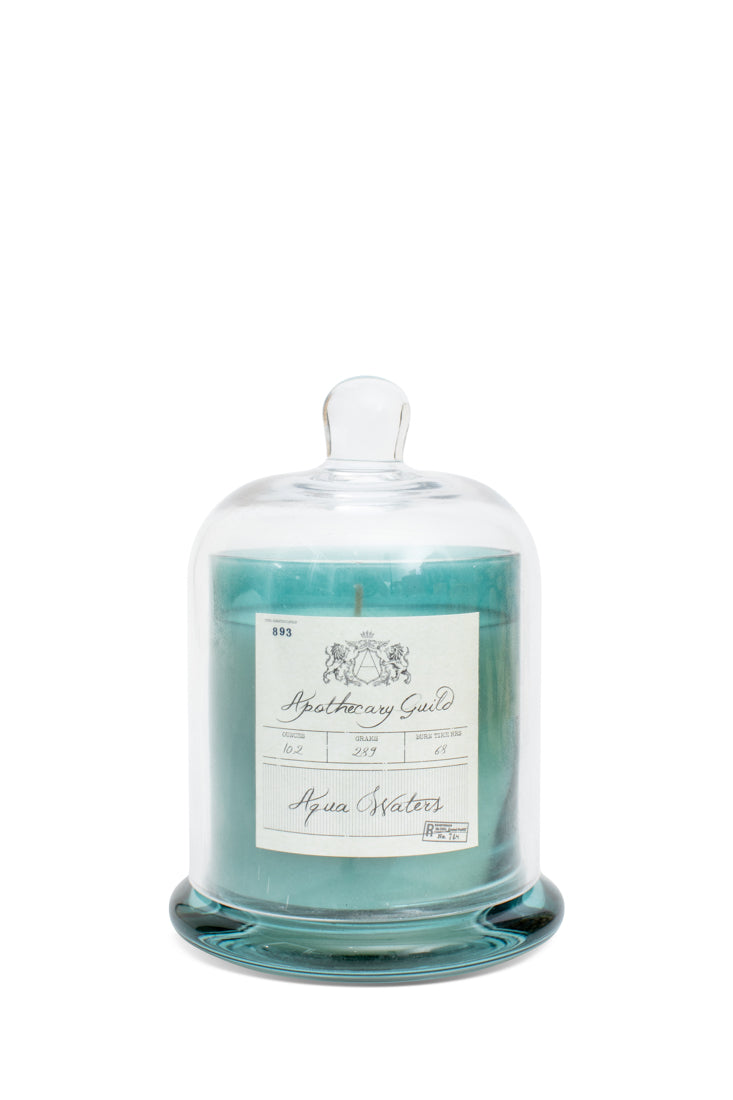 APOTHECARY GUILD CANDLE JAR W/ DOME/ AQUA WATER TESTER