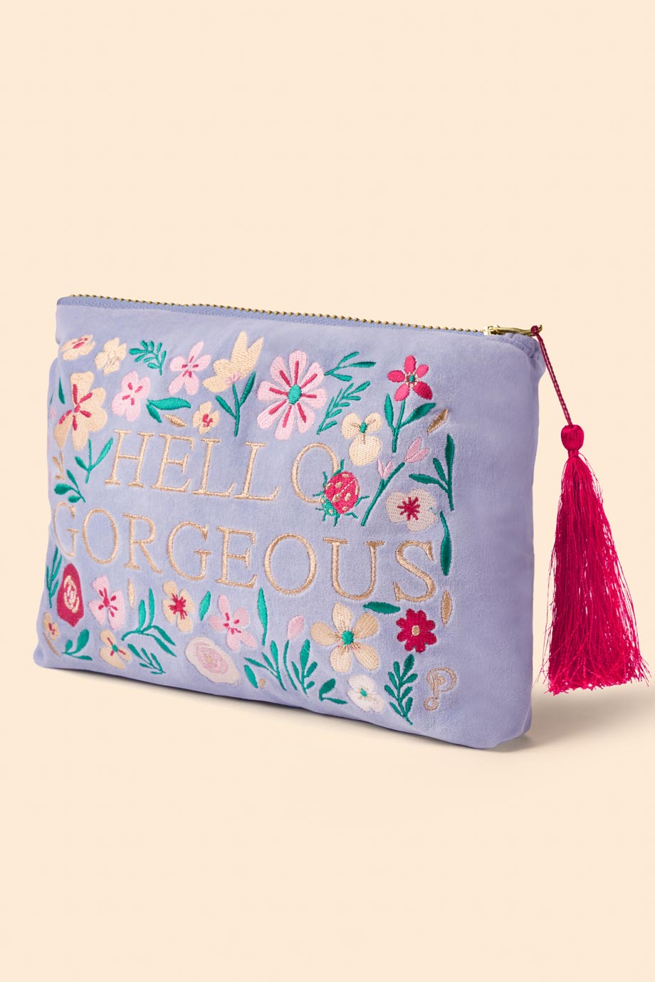 Velvet Zip Pouch - Hello Gorgeous - Denim