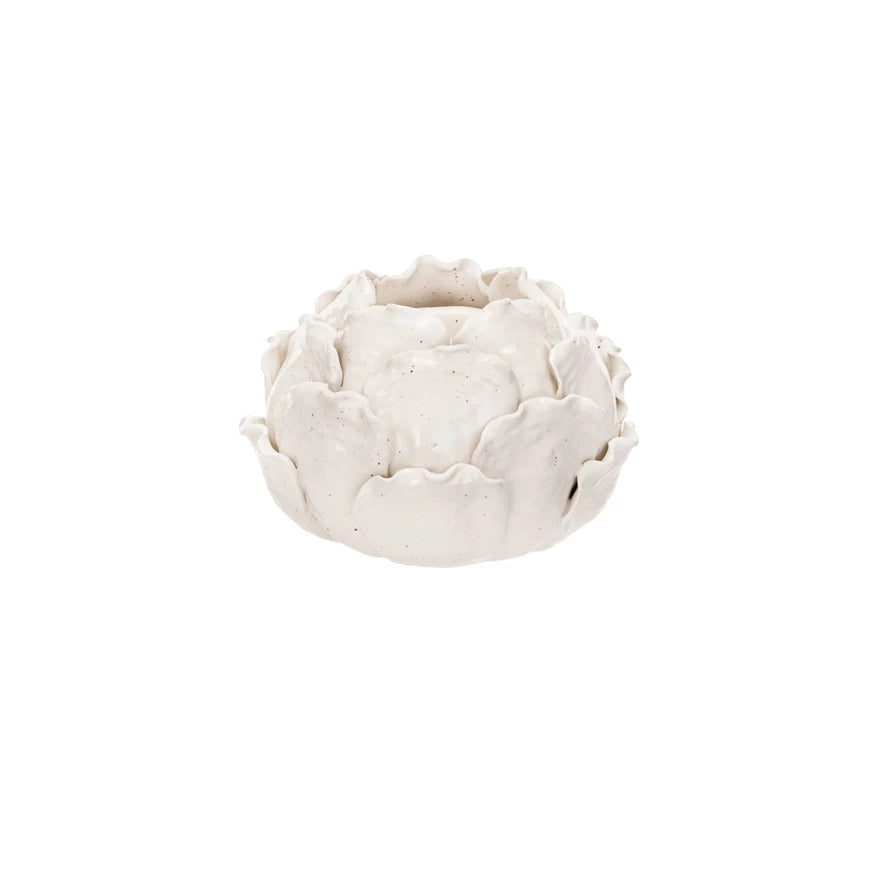 Handmade Stoneware Artichoke Shaped Tealight Holder (Each One Will Vary)