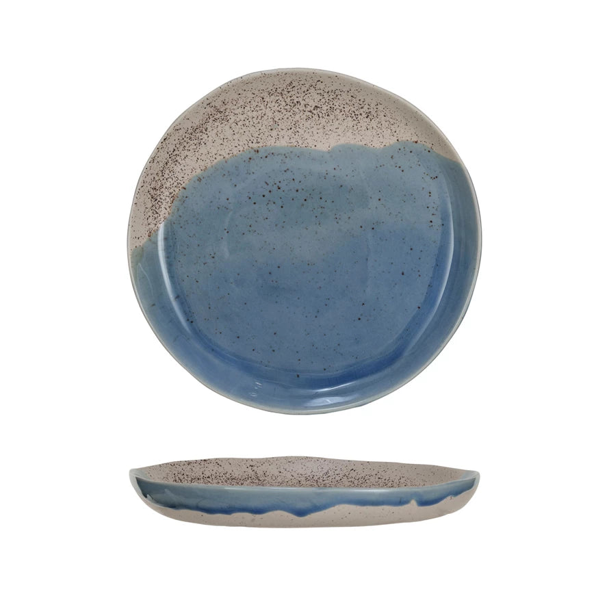 Stoneware Plate, Reactive Crackle Glaze (Each One Will Vary)