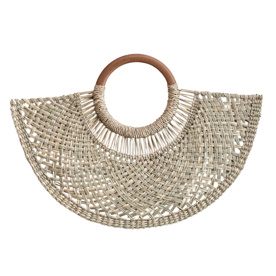 Hand-Woven Seagrass Fan Wall Décor w/ Wood Handle, Natural