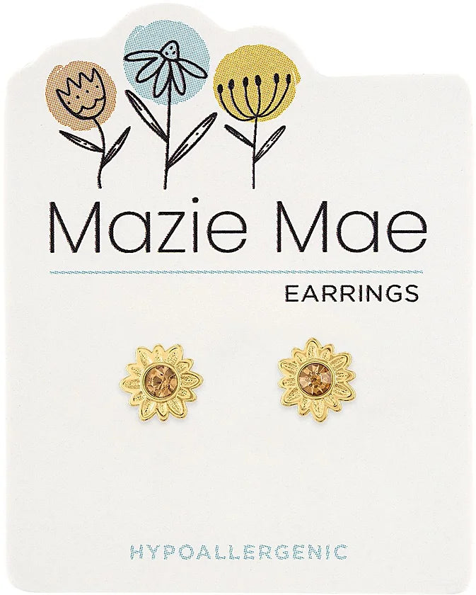 Gold Sunflower Stud Mazie Mae Earrings