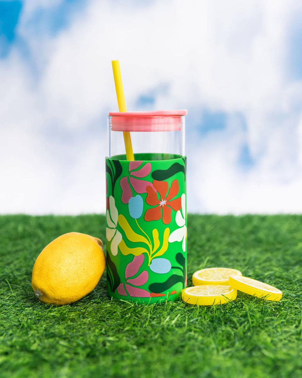 Ban.do Glass Tumbler, Geometric Flowers