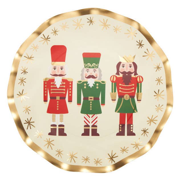 Wavy Paper Salad Plate Nutcracker Christmas/8 Pkg