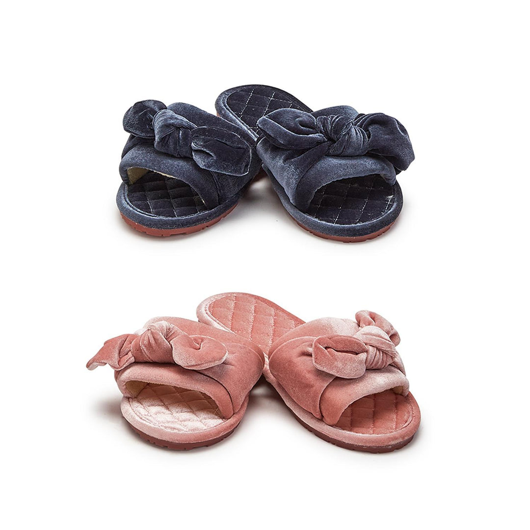 2 Chic Bow Detail Velvet Slipper