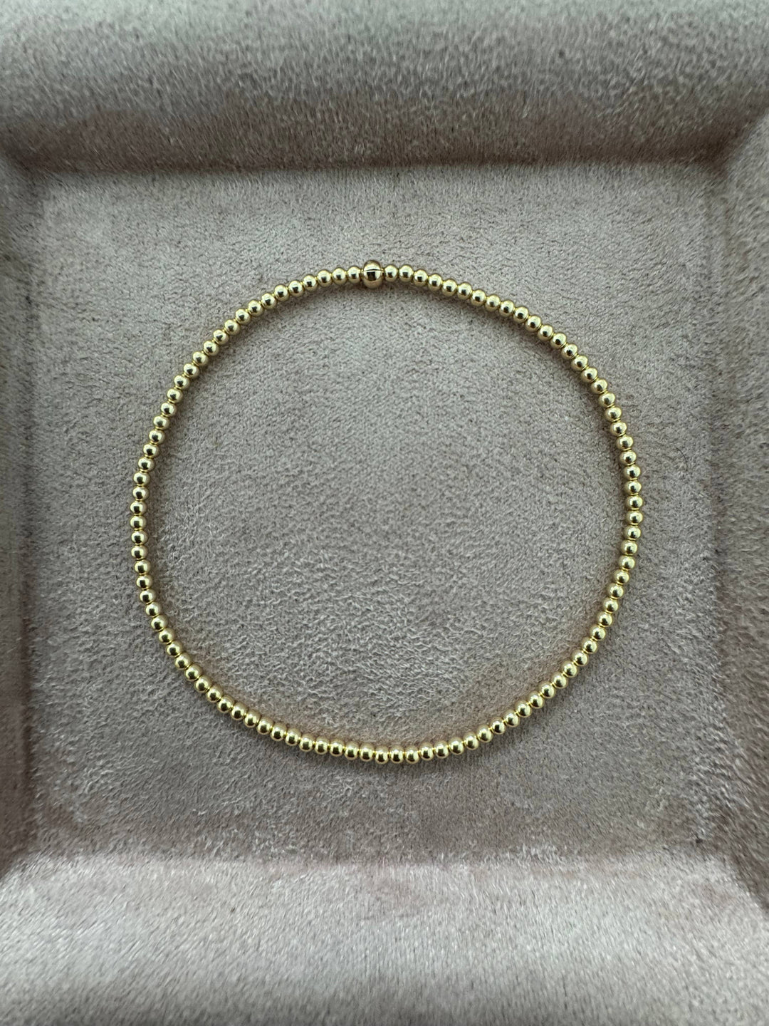 2MM Classic Ball Bead Bracelet - Waterproof: Gold Filled / Stretchy 6.5"